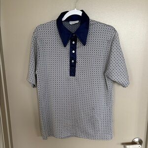 Towncraft Navy and White Patterned Polo Shirt